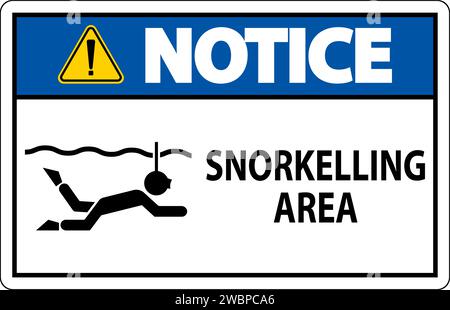 Water Safety Sign Notice -Snorkeling Area Stock Vector