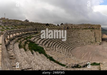 Calatafimi-Segesta, Italy - 4 January, 2024: view of the Greek Theater in Segesta Stock Photo