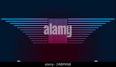 Blue ultraviolet neon laser linear technology background. Vector graphic design Stock Vector
