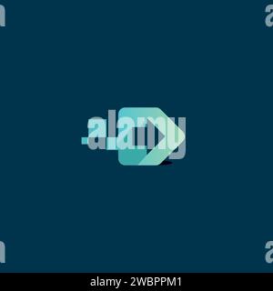 d arrow digital logo. letter d icon Stock Vector