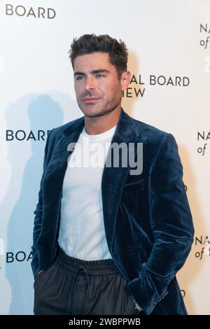 Zac Efron attends 2024 National Board of Review Awards Gala at Cipriani 42nd Street in New York on January 11, 2024 Stock Photo