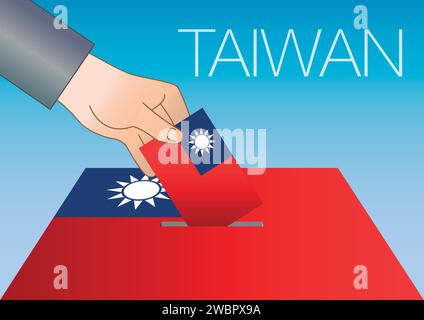 Taiwan, asiatic country, ballot box, flag and symbols, vector illustration Stock Vector