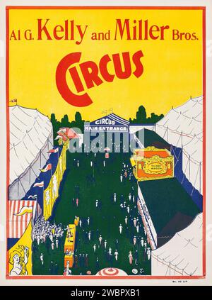 Kelly and Miller Bros. Circus (1940s) Circus Poster Stock Photo