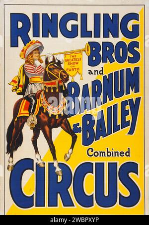 Circus Poster (Ringling Brothers and Barnum & Bailey, 1930s) The Greatest Show On Earth Stock Photo