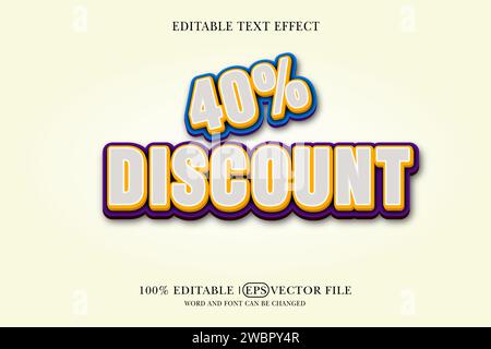 Discount title background Editable text effect, 3d text template, Stock Vector