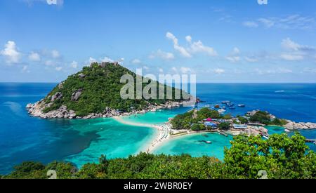 View point from top of mountain for see the beach, sea and nature of NangYuan and Tao island Stock Photo