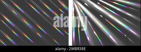 Rainbow angle prism rainbow light. Sun rays overlay effect. Stock Vector