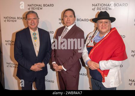 New York, United States. 11th Jan, 2024. (L-R) Talee Red Corn, Yancey Red Corn and William Belleau attend the 2024 National Board of Review Gala at Cipriani 42nd Street in New York City. (Photo by Ron Adar/SOPA Images/Sipa USA) Credit: Sipa USA/Alamy Live News Stock Photo