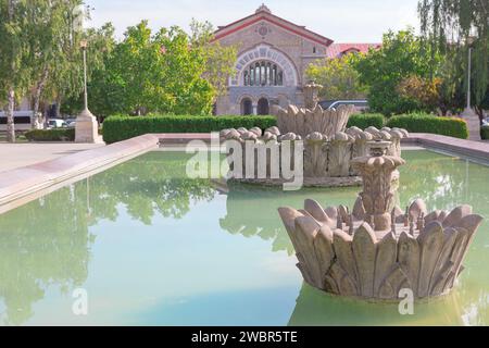 Fountain in front of train station in Chisinau Moldova Stock Photo