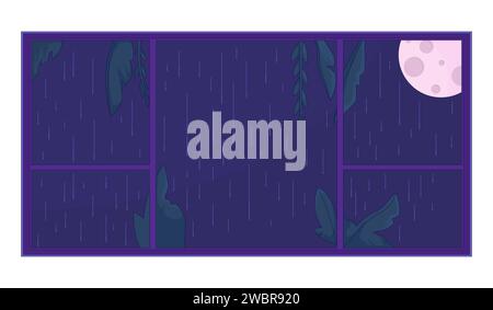 Multiple Window Raining Toon Window night 2D linear cartoon object Stock Vector Image & Art - Alamy