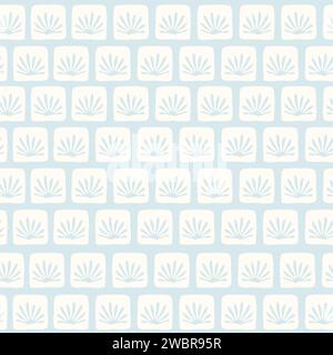 Seamless pattern winter frozen plants. Ice cubes winter print. Minimalist doodle artwork. Stock Vector