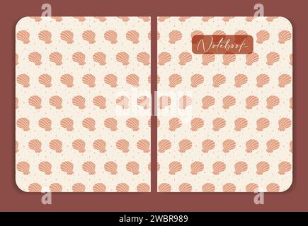 Cover page design for notebook in minimalist style. Seashell pink and beige illustration Stock Vector