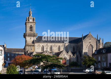 Châteauneuf-du-Faou, France - October 09 2021: The Saint-Julien-et-Notre-Dame church was built in 1878 by the architect Jules Boyer on the site of an Stock Photo