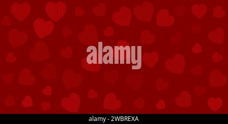 Valentines Day banner with a red scribbled hearts design Stock Vector