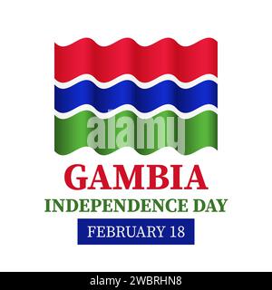 Gambia Independence Day banner. National holiday celebrated on February 18th. Vector template for typography poster, greeting card, flyer, etc Stock Vector