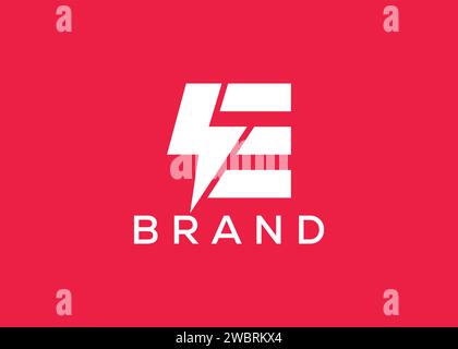 Letter E Thunder Bolt vector monogram logo design template Stock Vector