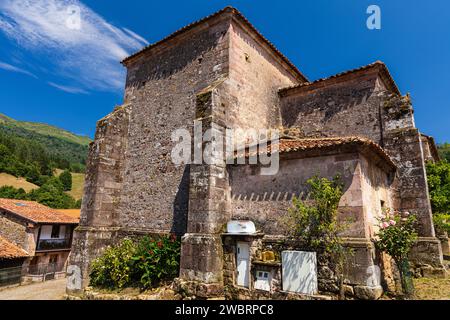 Old stone Church of San Roque on a sunny day. Carmona, Cantabria, Spain. Stock Photo