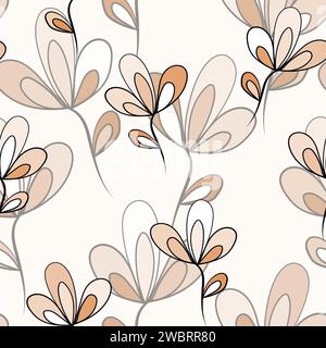 Seamless floral pattern based on traditional folk art ornaments. Colorful flowers on light background. Scandinavian style. Sweden nordic style. Vector Stock Vector