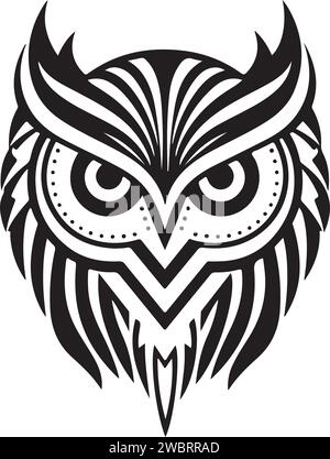 Vector ornamental ancient owl illustration. Abstract historical mythology bird head logo. Good for print or tattoo. Stock Vector