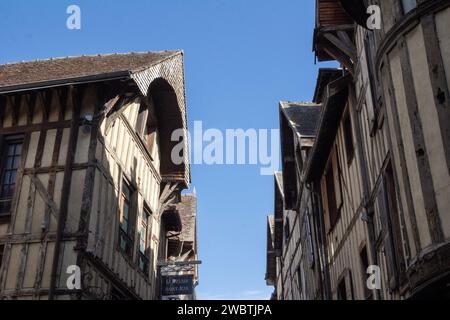 Troyes is the city in France that has the most medieval timber-framed houses, with many of the 3,000 or so quite recently restored. Stock Photo