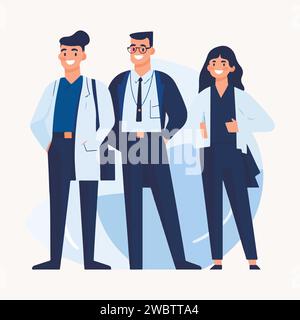Group of young friendly people. Man and woman professionals vector illustration Stock Vector