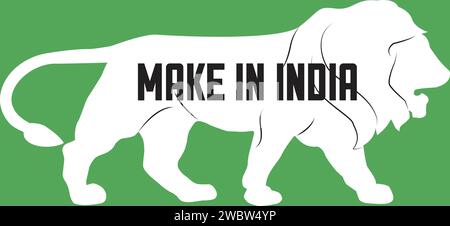 Make in India White Vector icon | Make in India lion symbol | lion symbol Stock Vector