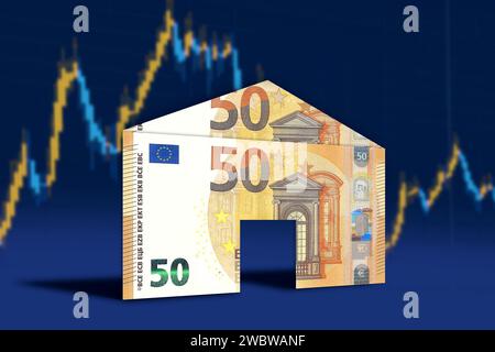European currency Euro value. Finance, economy, inflation and saving concept. Stock Photo