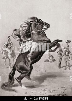 Alexander the Great taming the horse Bucephalus in the 4th century BC.  Alexander III of Macedon, 356 BC – 323 BC aka Alexander the Great. Stock Photo