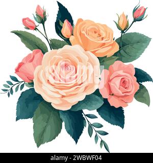 Awesome and lovely Bunch of watercolor roses. Vector art Stock Vector