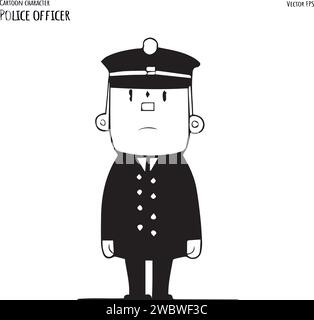 Hand drawn of police officer. Cartoon vector illustration. Vector illustration Stock Vector