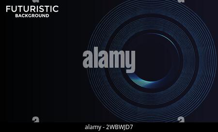 Abstract technology futuristic digital concept dot pattern with lighting glowing particles on a dark blue background Stock Vector