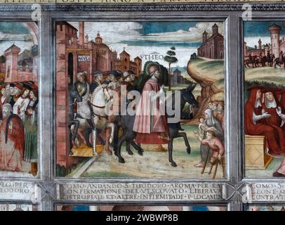 Episodio della vita di S. Teodoro - affresco - pittore lombardo nel 1514  - Pavia, chiesa di S. Teodoro Stock Photo