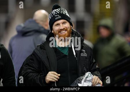 Newcastle, UK. 12th Jan, 2024. Rory Jennings of Newcastle Falcons arrives for the European Rugby Challenge Cup match between Newcastle Falcons and Benetton Rugby at Kingston Park, Newcastle on Friday 12th January 2024. (Photo: Chris Lishman | MI News) Credit: MI News & Sport /Alamy Live News Stock Photo