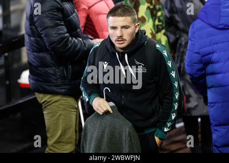 Newcastle, UK. 12th Jan, 2024. Josh Barton of Newcastle Falcons arrives for the European Rugby Challenge Cup match between Newcastle Falcons and Benetton Rugby at Kingston Park, Newcastle on Friday 12th January 2024. (Photo: Chris Lishman | MI News) Credit: MI News & Sport /Alamy Live News Stock Photo