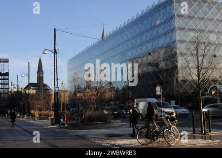 Copenhagen, Denmark /12 January 2024/.Famous vesterrbrogade location of danish id hus danish industry  glass builing and famous Tivoli garden in danish capital.    (Photo.Francis Joseph Dean/Dean Pictures) Stock Photo