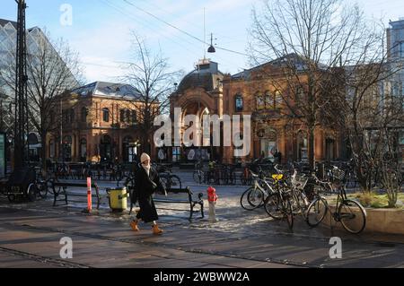 Copenhagen, Denmark /12 January 2024/.Famous vesterrbrogade location of danish id hus danish industry glass builing and famous Tivoli garden in danish capital. Photo.Francis Joseph Dean/Dean Pictures Stock Photo