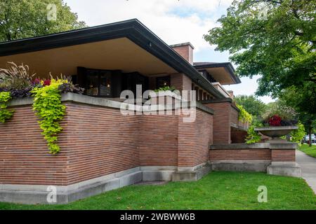 Chicago, IL, USA-September 28, 2023; National Historic Landmark Frederick C. Robie House on campus of University of Chicago Stock Photo