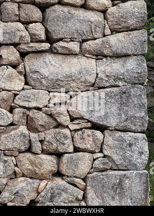 Detail of a traditional dry stone masonry from the south of France in the Cevennes Stock Photo