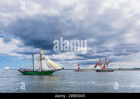 Sailing Ships On The Baltic Sea During The Hanse Sail In Rostock. Stock Photo