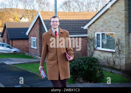 Neath Port Talbot, Wales, 12th January 2024. Noel Davies (Candidate) canvassing for the Rhos by-election. Credit: Sean Pursey/Alamy Live News Stock Photo