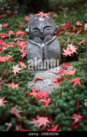 Autumn season in Kyoto, Japan, decorative sculpture with maple leaves at Enkoji temple. Stock Photo