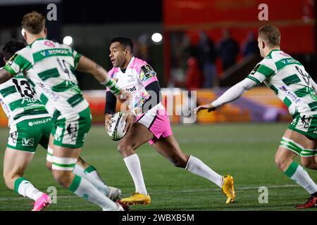 Newcastle, UK. 12th Jan, 2024. George Wacokecoke of Newcastle Falcons in action during the European Rugby Challenge Cup match between Newcastle Falcons and Benetton Rugby at Kingston Park, Newcastle on Friday 12th January 2024. (Photo: Chris Lishman | MI News) Credit: MI News & Sport /Alamy Live News Stock Photo