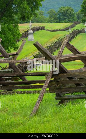 Bloody Lane with fence, Antietam National Battlefield, Maryland Stock Photo