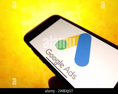 Konskie, Poland - January 12, 2024: Google Ads logo displayed on mobile phone screen Stock Photo