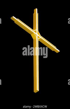 golden catholic christian cross with black background Stock Photo