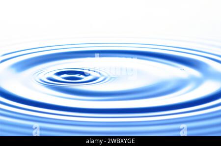 closeup, macro of circular waves on a water surface, caused by a falling water drop Stock Photo