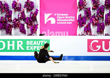 Lukas BRITSCHGI (SUI), during Men Free Skating, at the ISU European Figure Skating Championships 2024, at algiris Arena, on January 12, 2024 in Kaunas, Lithuania. Credit: Raniero Corbelletti/AFLO/Alamy Live News Stock Photo