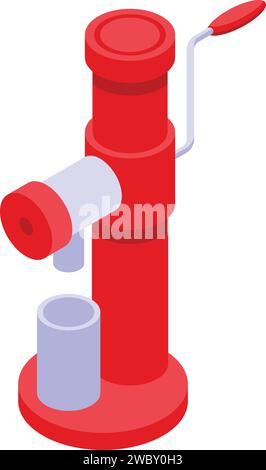 Red color juicer icon isometric vector. Meal morning citrus. Crystal machine Stock Vector