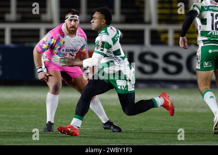 Newcastle, UK. 12th Jan, 2024. Onisi Ratave of Benetton Rugby in action during the European Rugby Challenge Cup match between Newcastle Falcons and Benetton Rugby at Kingston Park, Newcastle on Friday 12th January 2024. (Photo: Chris Lishman | MI News) Credit: MI News & Sport /Alamy Live News Stock Photo