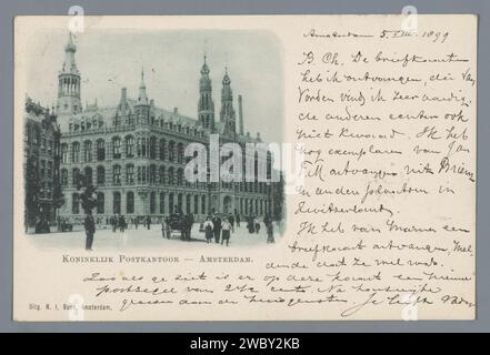 Royal Post Office - Amsterdam, Nicolaas Jan Boon, 1899 photograph  Amsterdam cardboard collotype / writing (processes) post-office Nieuwezijds Voorburgwal. Main post office (1895-1988) Stock Photo